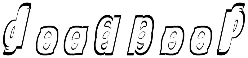 Ambigram for deadbeef in Notosans-condensedbolditalic